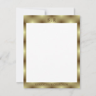 Carte De Correspondance Monogramme minimal de bordure en or