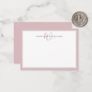 Carte De Correspondance Monogramme minimaliste à deux bordures en lilas po
