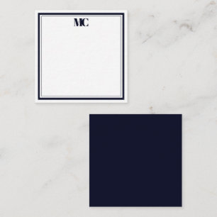 Carte De Correspondance Monogramme minimaliste moderne deux bordures bleu