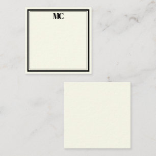 Carte De Correspondance Monogramme Minimaliste Moderne Deux Bordures Crème