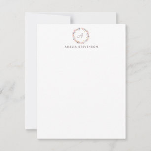 Carte De Correspondance Monogramme minimaliste Pastel Floral Personnalisé
