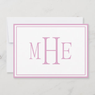 Carte De Correspondance Monogramme Minimaliste Rose