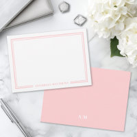 Monogramme minimaliste rose blush à double bordure