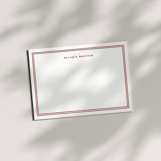 Carte De Correspondance Monogramme minimaliste simple et chic Deux bordure (Créateur téléchargé)