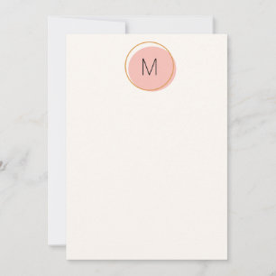 Carte De Correspondance Monogramme minimaliste simple rose et or