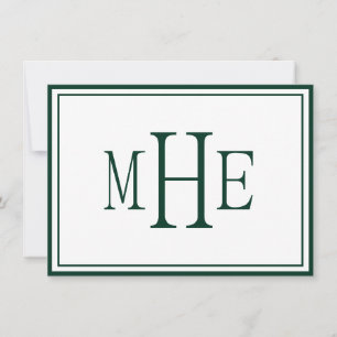 Carte De Correspondance Monogramme minimaliste vert foncé