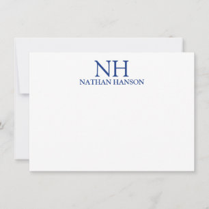 Carte De Correspondance Monogramme Moderne Bleu Simple