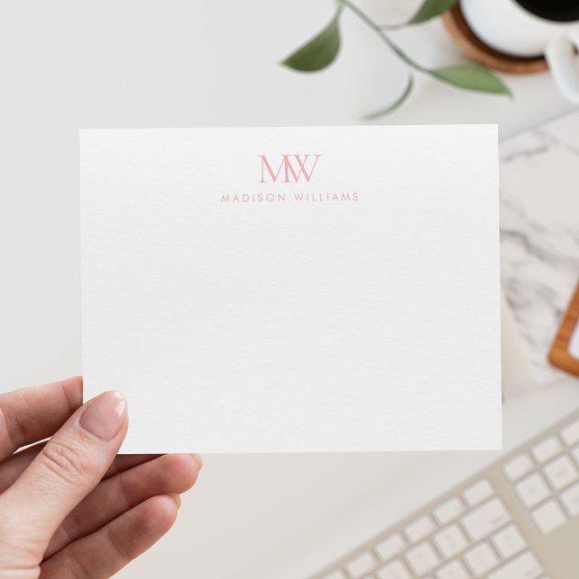 Carte De Correspondance Monogramme Moderne Élégant Simple Rose (Créateur téléchargé)