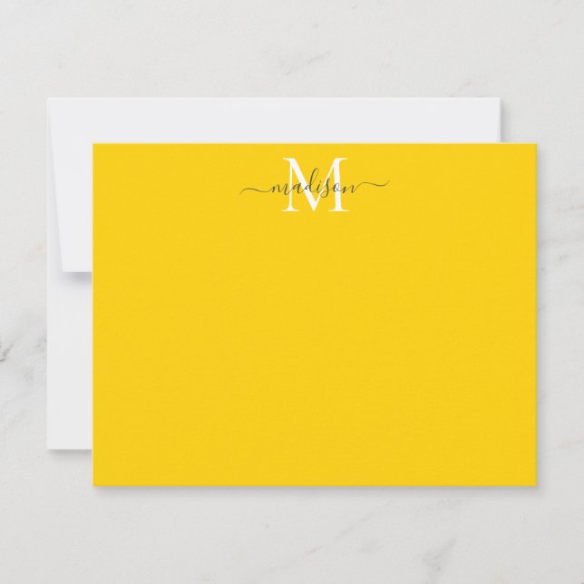 Carte De Correspondance Monogramme moderne élégante pour fille Jaune clair (Devant)