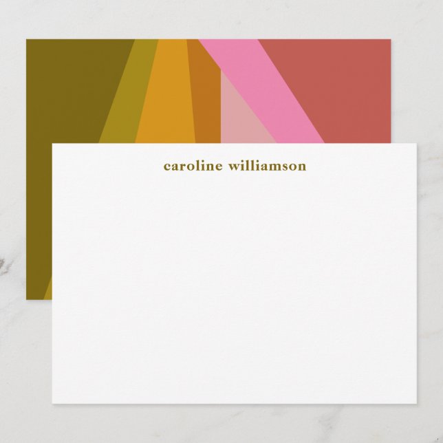 Carte De Correspondance Monogramme moderne géométrique rouge olive vert (Devant / Derrière)