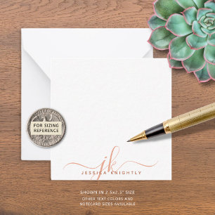 Carte De Correspondance Monogramme moderne Initiales de script Terracotta