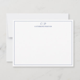Carte De Correspondance Monogramme moderne Marine bleu papeterie personnel