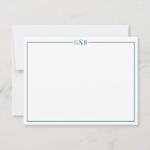 Carte De Correspondance Monogramme moderne Marine Blue Stationnote personn
