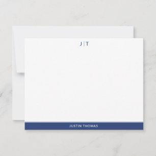 Carte De Correspondance Monogramme moderne Marine Blue Stationnote personn