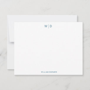 Carte De Correspondance Monogramme moderne Marine Blue Stationnote personn