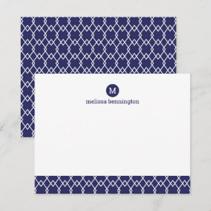 Carte De Correspondance Monogramme moderne Merci géométrique bleu