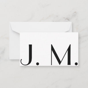 Carte De Correspondance Monogramme moderne noir blanc minimaliste à deux l