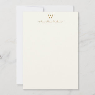 Carte De Correspondance Monogramme Moderne Or Écriture Script