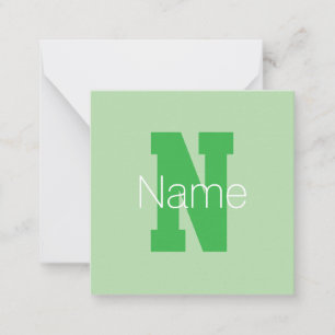 Carte De Correspondance Monogramme moderne Pale & Kelly Green