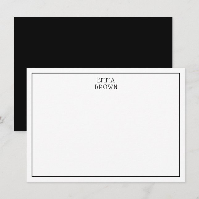 Carte De Correspondance Monogramme Moderne Professionnel Noir Blanc (Devant / Derrière)