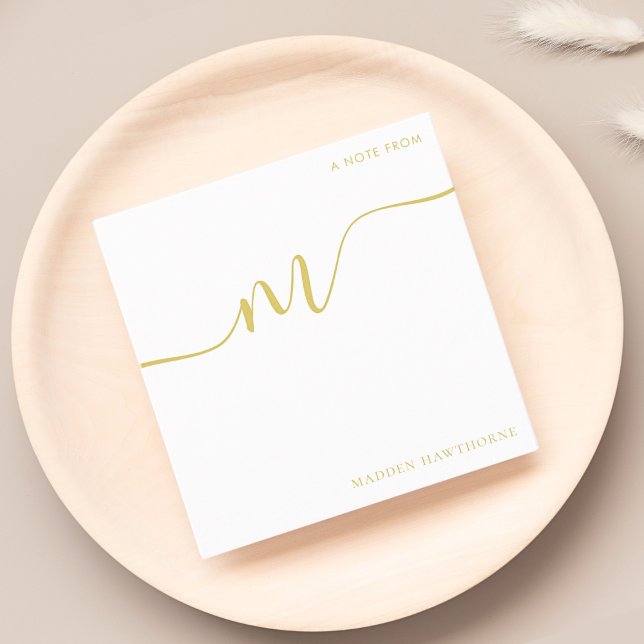 Carte De Correspondance Monogramme moderne Script Calligraphie Or Nom (Créateur téléchargé)
