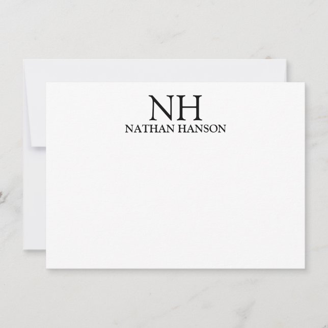 Carte De Correspondance Monogramme Moderne Simple Noir et Blanc (Devant)