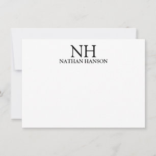Carte De Correspondance Monogramme Moderne Simple Noir et Blanc