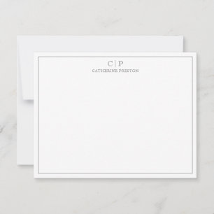 Carte De Correspondance Monogramme moderne Smokey Grey Stationpersonnel