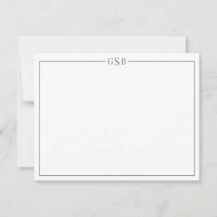 Carte De Correspondance Monogramme moderne Smokey Grey Stationpersonnel No