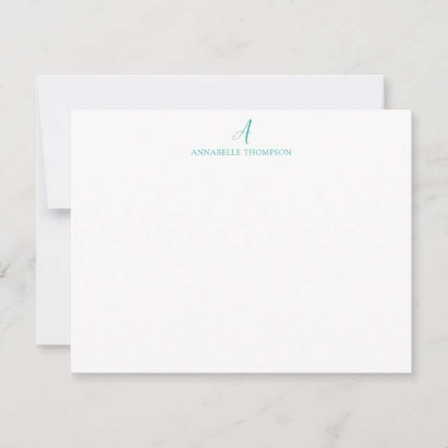 Carte De Correspondance Monogramme moderne Turquoise papier à lettres pers (Devant)