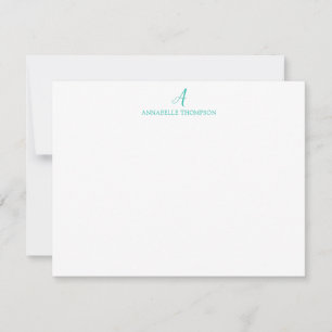 Carte De Correspondance Monogramme moderne Turquoise papier à lettres pers