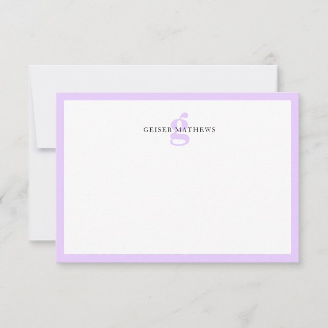 Carte De Correspondance Monogramme moderne typographique violet (Devant)