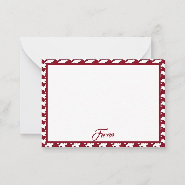 Carte De Correspondance Monogramme motif de base rouge et blanc (Devant)
