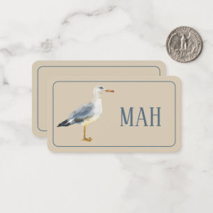 Carte De Correspondance Monogramme Mouette Plage Aquarelle