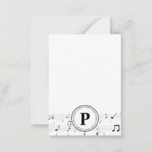 Carte De Correspondance Monogramme Musique Whimsical Note Musicien