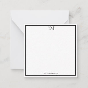 Carte De Correspondance Monogramme Noir Blanc Élégant Professionnel