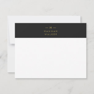 Carte De Correspondance Monogramme Noir Élégant minimaliste moderne