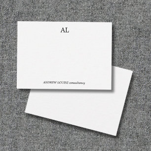 Carte De Correspondance Monogramme noir et blanc minimaliste pour entrepri