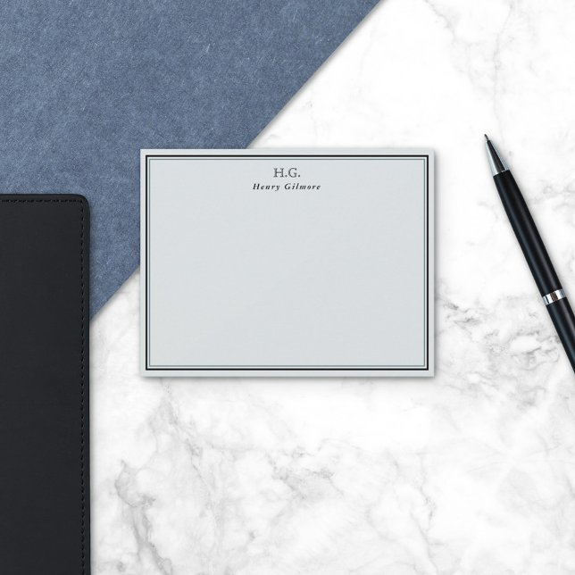 Carte De Correspondance Monogramme noir gris pâle (Créateur téléchargé)