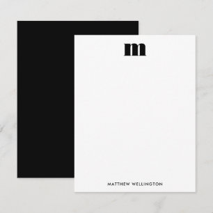 Carte De Correspondance Monogramme noir noir mat minimal moderne