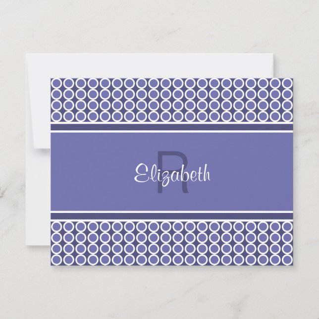 Carte De Correspondance Monogramme Nom Initial Blue Modern Cute (Devant)