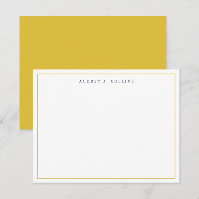 Carte De Correspondance Monogramme or bleu marine Monogramme Style élégant (Devant / Derrière)