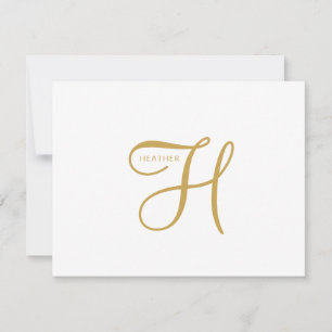 Carte De Correspondance Monogramme Or Élégant