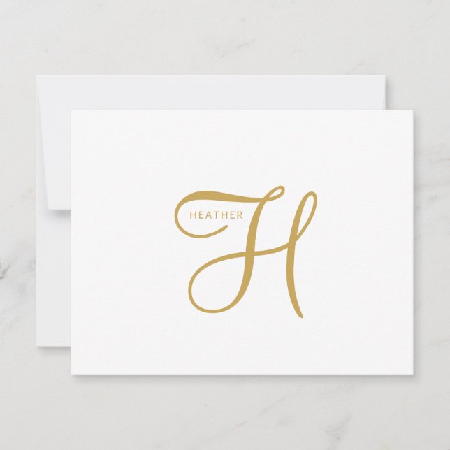 Carte De Correspondance Monogramme Or Élégant  (Devant)