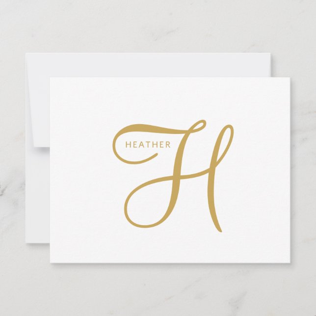 Carte De Correspondance Monogramme Or Élégant  (Devant)