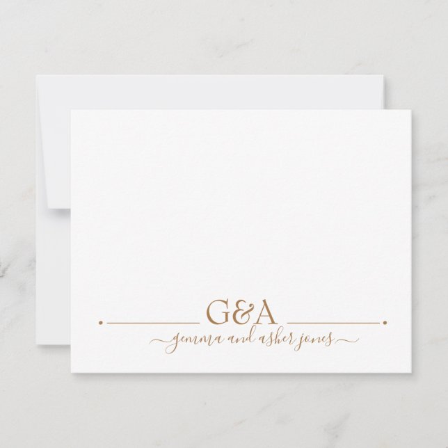 Carte De Correspondance Monogramme or minimum en couple (Devant)