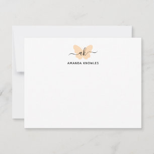 Carte De Correspondance Monogramme Orange Butterfly Minimaliste Girl Scrip
