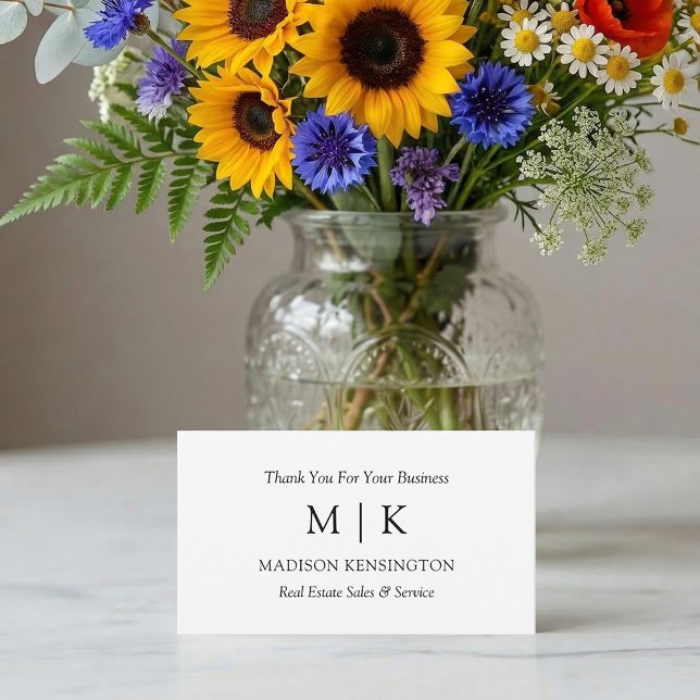 Carte De Correspondance Monogramme ou ajouter un logo Business Merci Cadea (Edit to Customize text, colors and more)