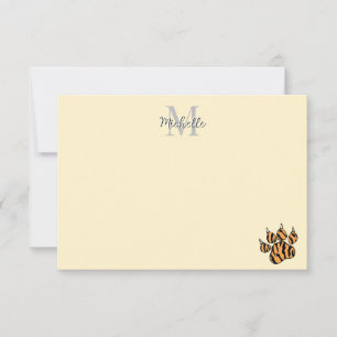 Carte De Correspondance Monogramme personnalisé avec empreinte de patte de