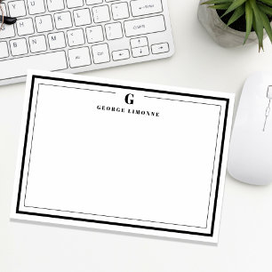 Carte De Correspondance Monogramme personnalisé - Bordure noire